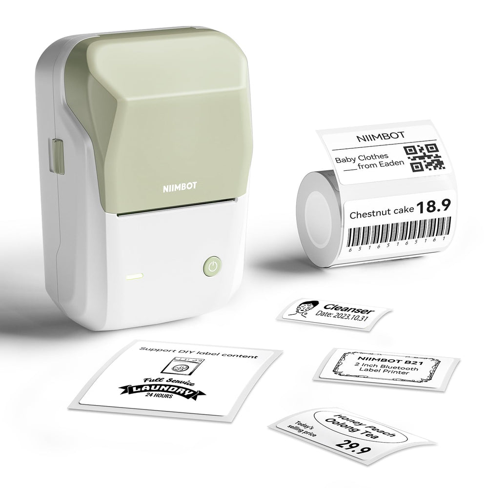 GREEN WHITE Niimbot-B1-portable thermal label bluetooth printer including free label (50*30mm-white)