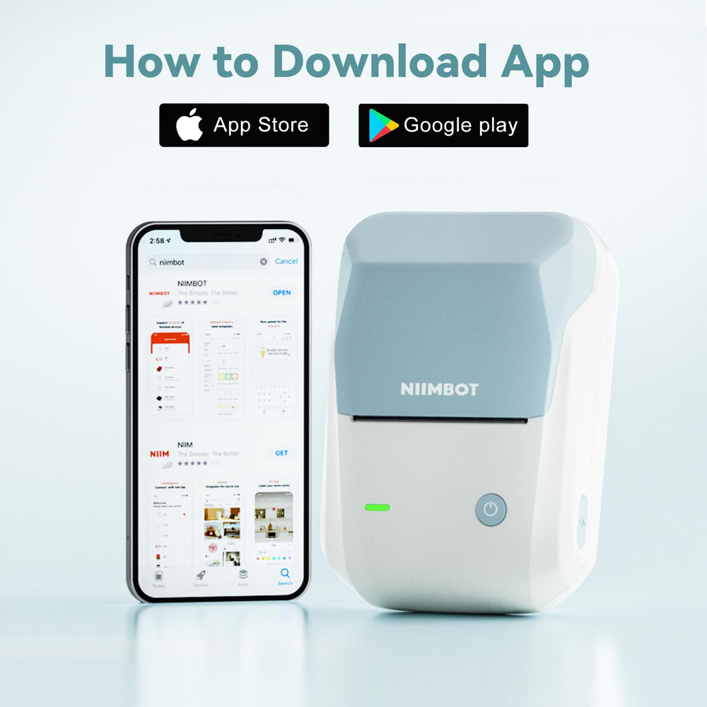 BLUE WHITE Niimbot-B1-portable thermal label bluetooth printer including free label (50*30mm-white)