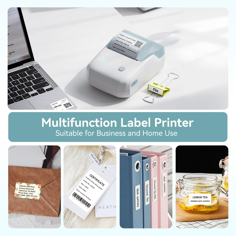 BLUE WHITE Niimbot-B1-portable thermal label bluetooth printer including free label (50*30mm-white)