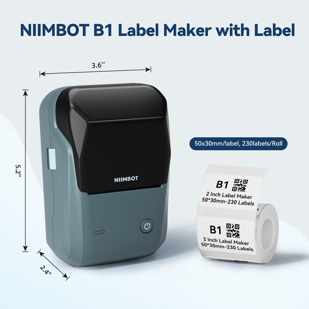 SPACE BLUE Niimbot-B1-portable thermal label bluetooth printer including free label (50*30mm-white)
