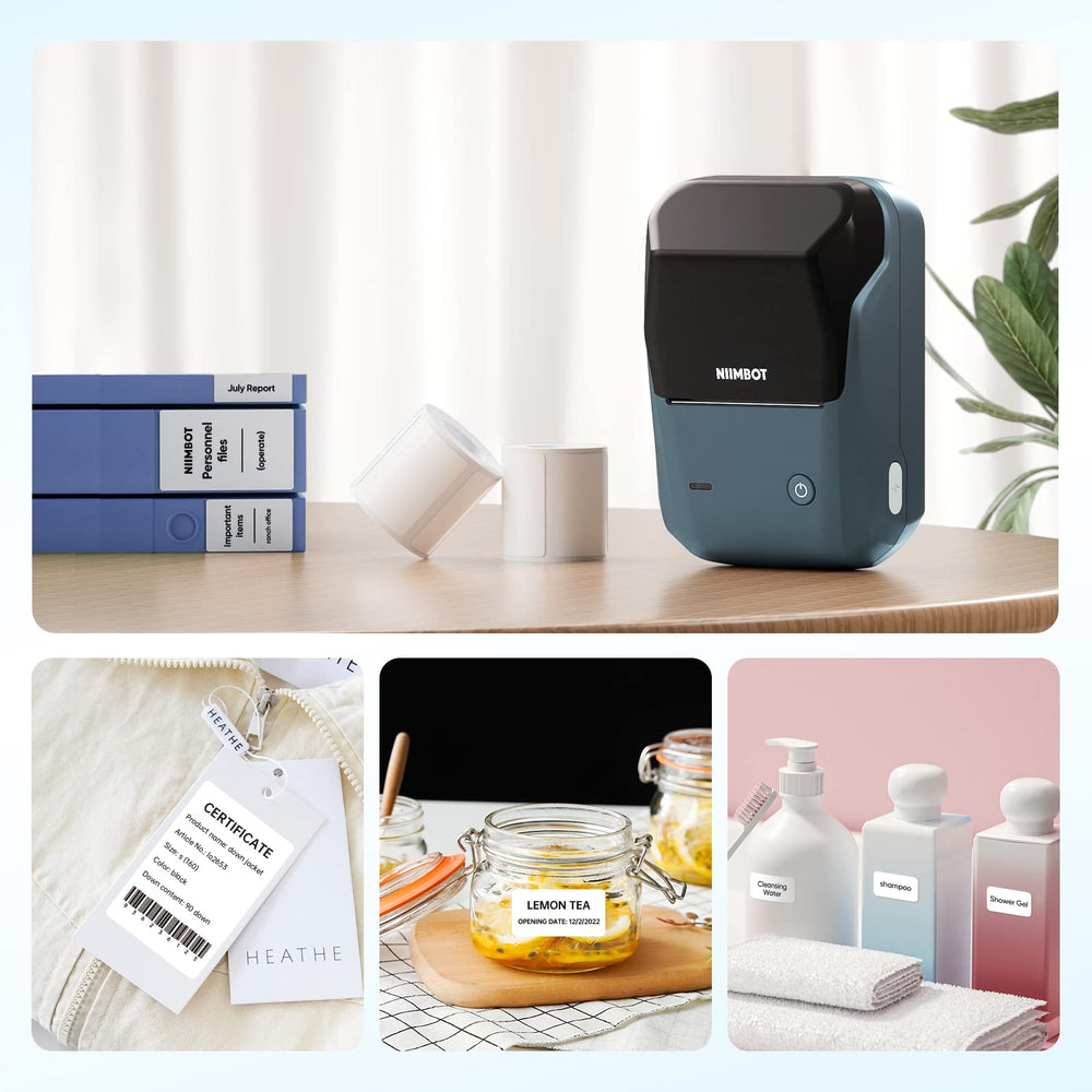 SPACE BLUE Niimbot-B1-portable thermal label bluetooth printer including free label (50*30mm-white)
