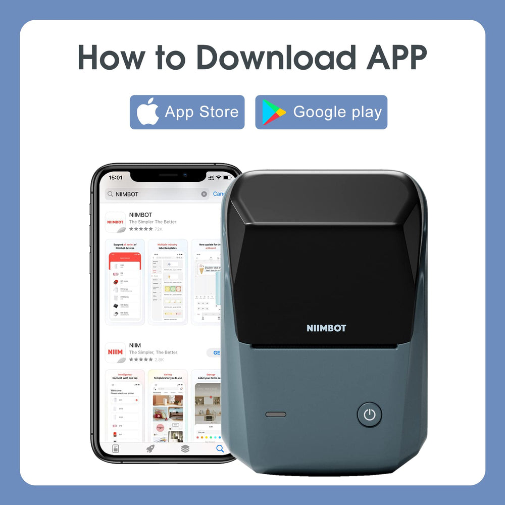 SPACE BLUE Niimbot-B1-portable thermal label bluetooth printer including free label (50*30mm-white)