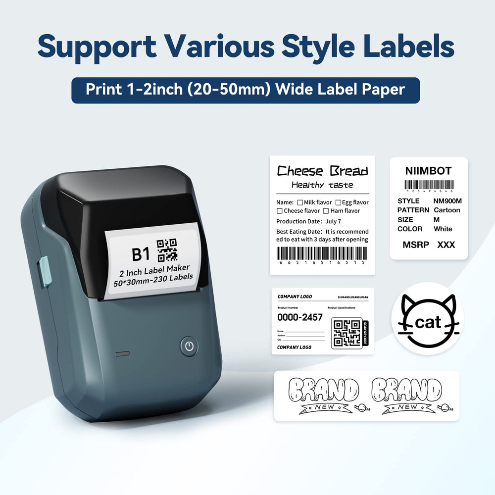 SPACE BLUE Niimbot-B1-portable thermal label bluetooth printer including free label (50*30mm-white)