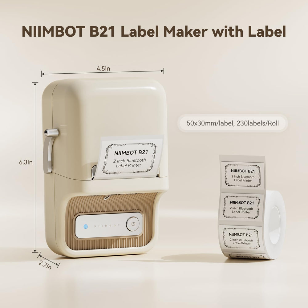 CREAM Niimbot-B21-portable thermal label bluetooth printer including free label (50*30mm-white)