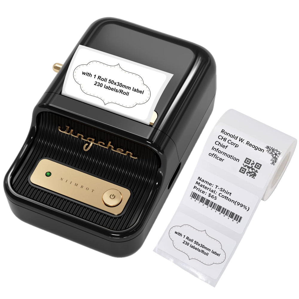 BLACK Niimbot-B21-portable thermal label bluetooth printer including free label (50*30mm-white)
