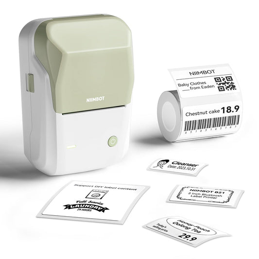GREEN WHITE Niimbot-B1-portable thermal label bluetooth printer including free label (50*30mm-white)