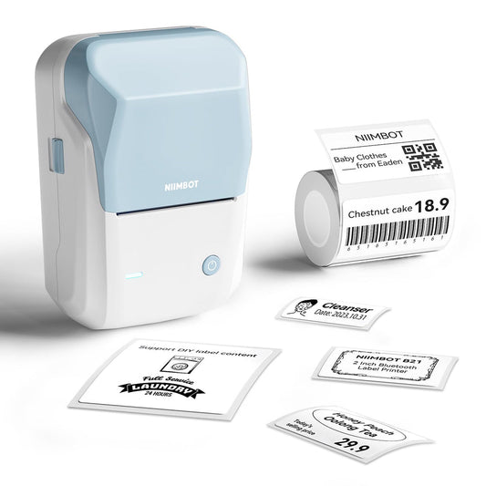 BLUE WHITE Niimbot-B1-portable thermal label bluetooth printer including free label (50*30mm-white)