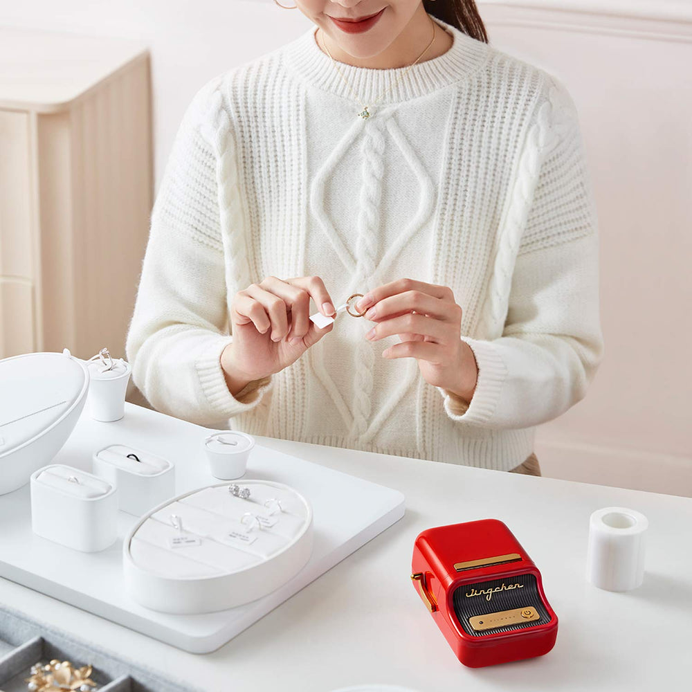 RED Niimbot-B21-portable thermal label bluetooth printer including free label (50*30mm-white)