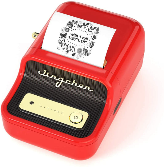 RED Niimbot-B21-portable thermal label bluetooth printer including free label (50*30mm-white)