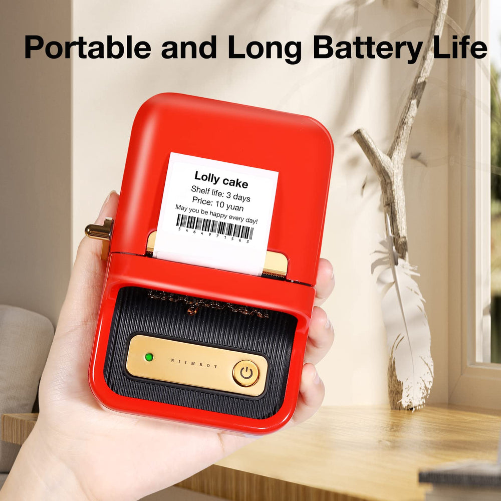 RED Niimbot-B21-portable thermal label bluetooth printer including free label (50*30mm-white)